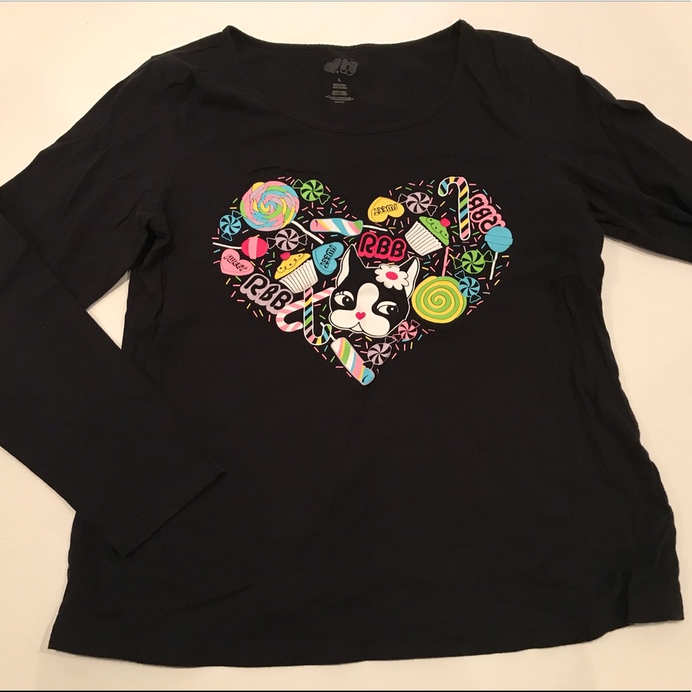 French bulldog Black long sleeve sleepwear L